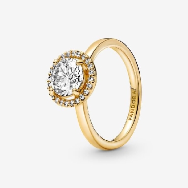 Pandora® 14k gold plated sparkling round halo ring with clear cubic zirconia.
Size 8.5
