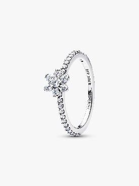 Pandora® Sterling silver flower ring with clear cubic zirconia.
