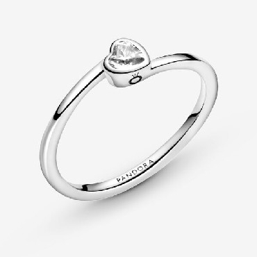 Pandora® heart sterling silver ring with clear cubic zirconia. 
Size 9