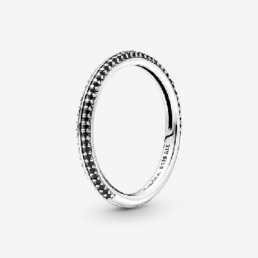 Pandora ME® sterling silver; pave ring with black crystal.
Size 5