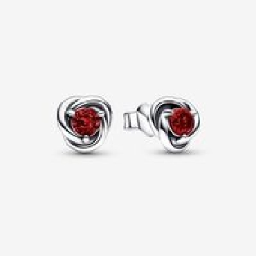 Pandora® sterling silver stud earrings with salsa red January.