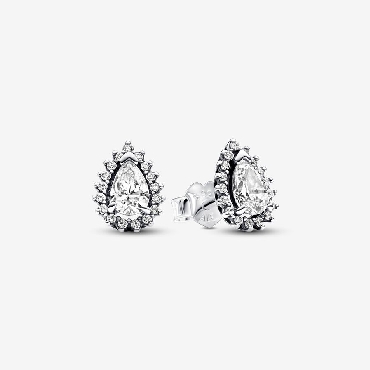 Sterling Silver Pandora® studs with clear cubic zirconia.