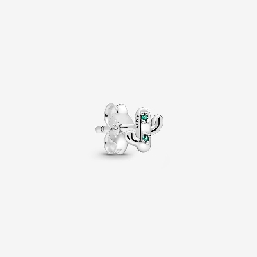 Pandora Me® cactus stud earring with royal green crystal.