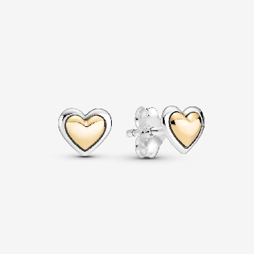 Pandora® sterling silver and 14k gold stud earrings. Pandora® sterling silver and 14k gold stud earrings.
