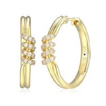 Sterling silver; ELLE   Spiral Lace   hoops with gold plating; cubic zirconias and signature ruby.