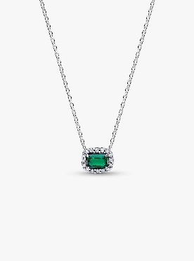 Pandora® Sterling silver  collier with royal green crystal and clear cubic zirconia.