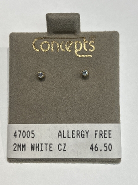 Goldtone 2mm CZ Studs
