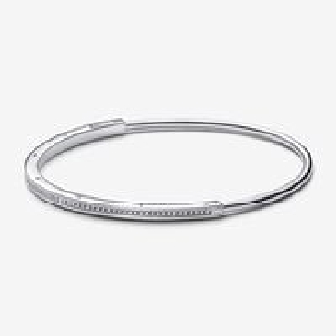Pandora® sterling silver Bangle with Pandora Logo.