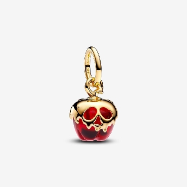 Pandora® sterling silver Disney villains evil queen apple 14k gold plated dangle with red murano glass. Pandora® sterling silver Disney villains evil queen apple 14k gold plated dangle with red murano glass.