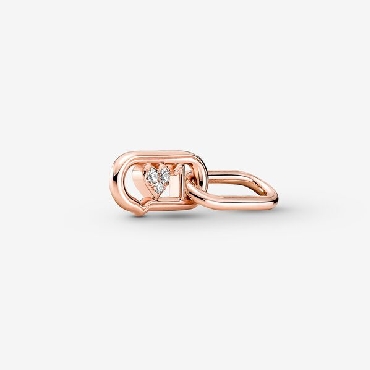 Pandora ME® 14k rose gold plated double link heart charm.