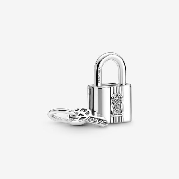 Pandora® sterling silver Padlock and Key charm.