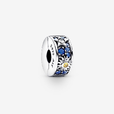 Pandora® Celestial sterling silver clip with royal blue.