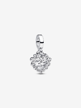 Pandora® Sterling silver heart charm with clear cubic zirconia.