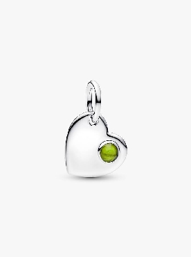 Pandora® sterling silver dangle with spring green crystal.