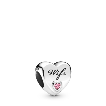 Pandora® wife heart sterling silver charm with pink cubic zirconia.
Mom