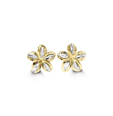 10k yellow/white gold flower studs.