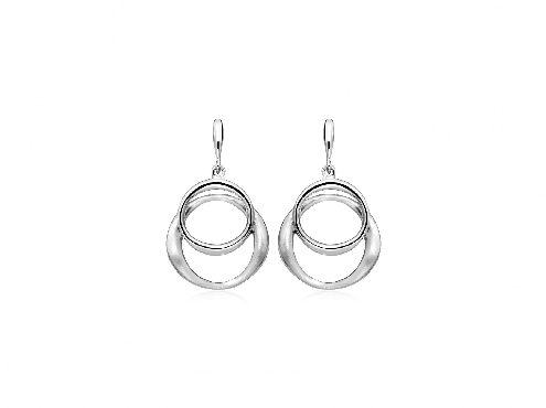 Sterling silver earring polished and satin finishing with rhodium plating.