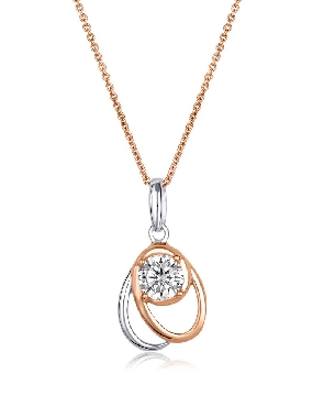 925 pendant with white CZ; rose gold & rhodium plateing.