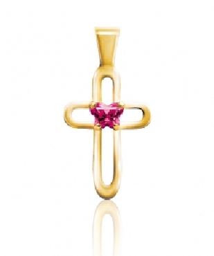 Bfly silver cross and chain – July.