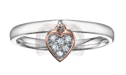 Silver &10K Rose Gold Ring 
With Mini Diamonds.
 Rhodium enhanced top.