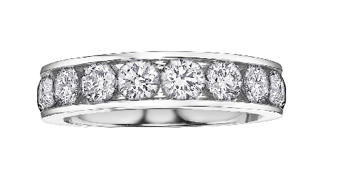 10K White Gold & Diamond 
Anniversary Band. 7stones.
TCW: 0.20ct.
Canadian Certified Gold.