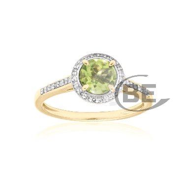 10k yellow gold peridot and diamond ring