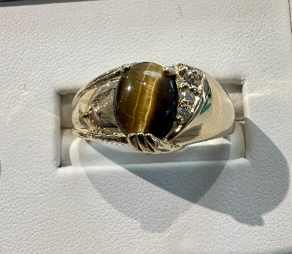 Tiger Eye gold men s ring
