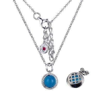 Elle® Sterling Silver   Serpentine   Necklace
With dyed blue chalcedony & signature rugy
