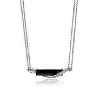 Elle® sterling silver   Revolution   Necklace with Black Agate and signature ruby.