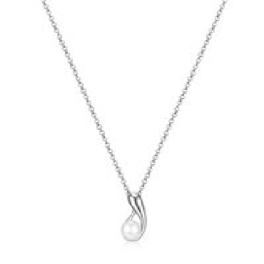 Sterling silver elle   caramel   white shell pearl neckalce 16+3
