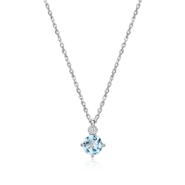 Sterling silver Elle birthstone sky blue topaz necklace 17+2