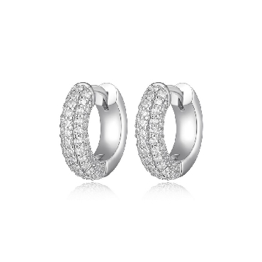 Sterling silver elle   stardust   5 row cz 15mm hoops.