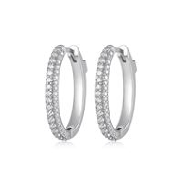 Sterling silver ELLE®   Stardust   3 row cz hoops with signature rubies.