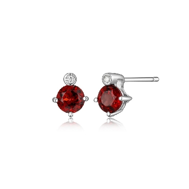 Sterling silver Elle birthstone garnet studs.