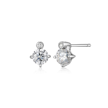 Sterling silver Elle birthstone moissanite studs.