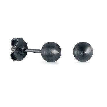 Italgem stainless steel black-IP polished 6mm ball stud earrings.