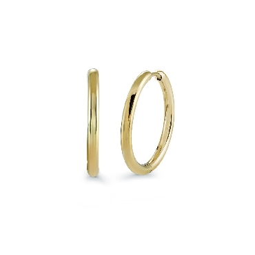 Italgem Steel; stainless steel; gold-ip 15mm round hoop earrings.