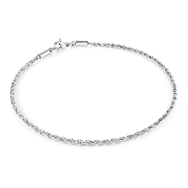 Italgem stainless steel polished 2mm; 9   rope anklet.