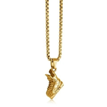 Italgem stainless steel hockey skate pendant necklace gold-IP.