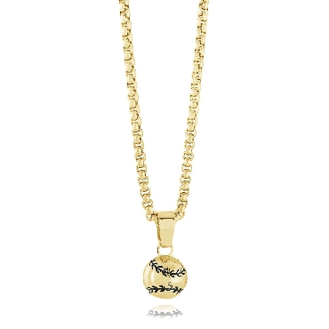 Italgem stainless steel gold IP baseball pendant.