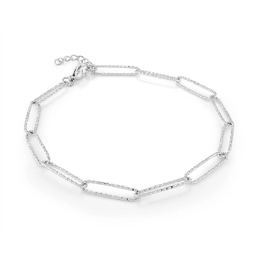 Italgem stainless steel sparkle oval 9 + 1   anklet.