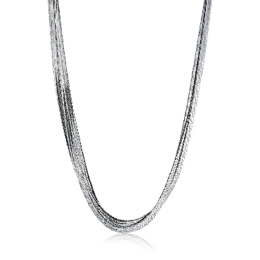 Italgem stainless steel; 3mm; three strand; flat herringbone necklace 16  +3