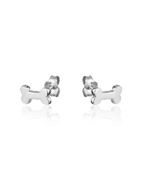 Sterling silver rhodium plated dog bone earrings.