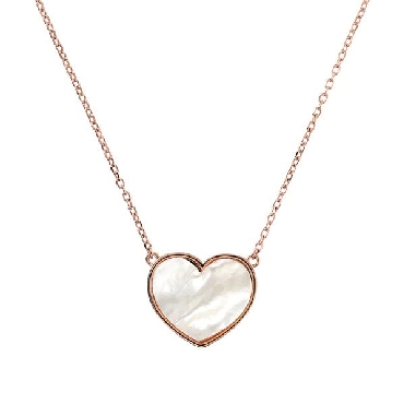 18k rose gold plated necklace with flate stone heart.